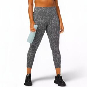 Lululemon Wunder Train Camo High Rise Tights Leggings 25" Asphalt Grey Size 4